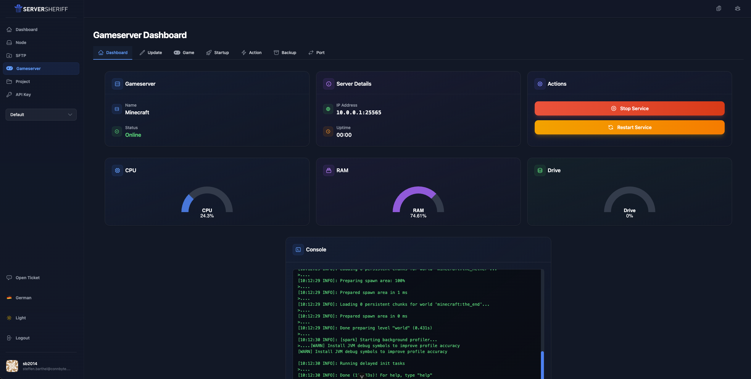 ServerSheriff Control Panel